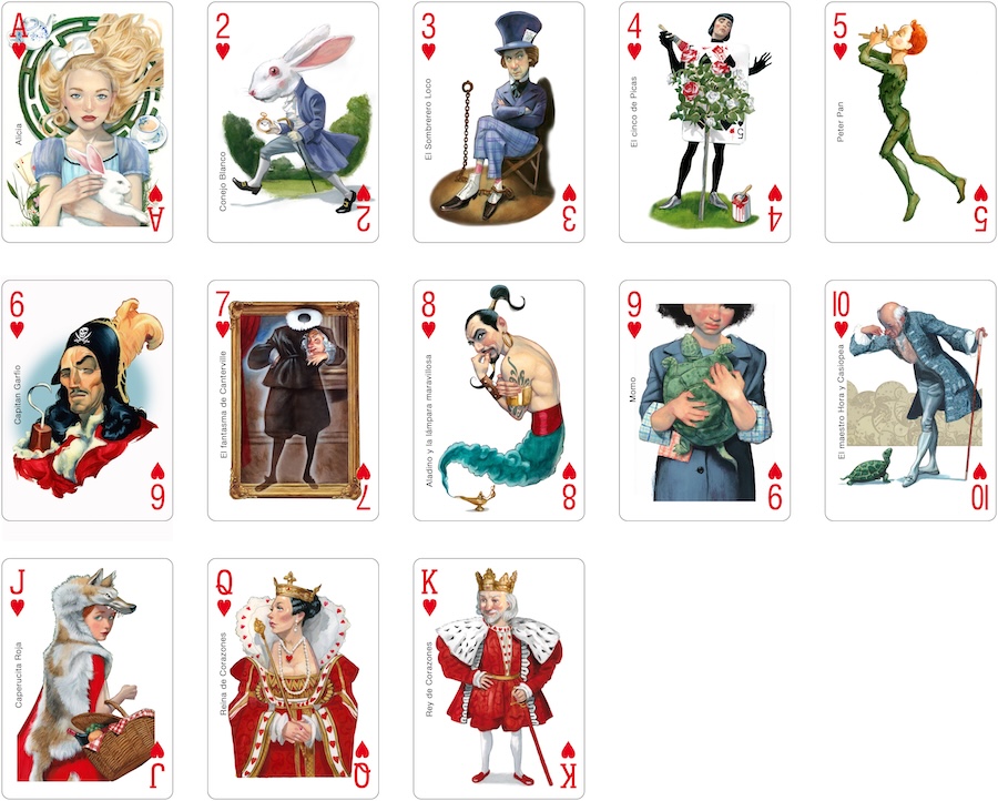 Literary Characters Playing Cards 2025 Corazones